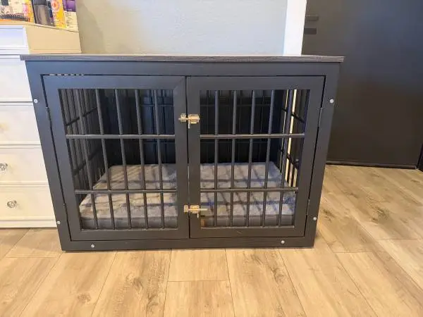 Metal and wood dog cage