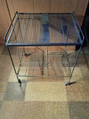 Mid-Century Metal Stereo Record Cart on Wheels