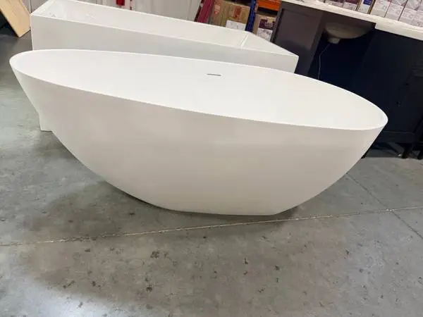 Aionor 59x30.7Solid Surface Flatbottom Freestanding Bathtub Oval