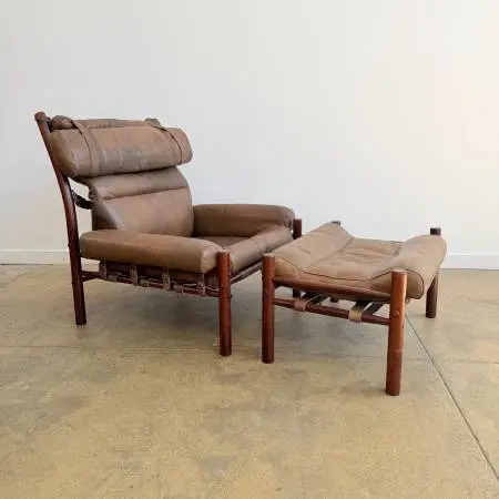 Vintage Arne Norell Inca Lounge Chair & Ottoman