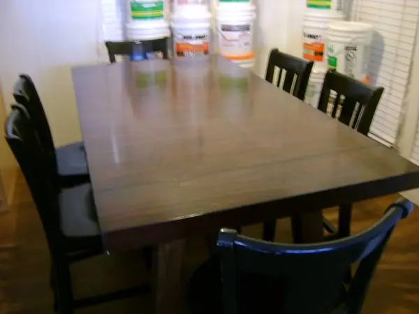 DINING TABLE, SOLID WOOD with 6 CHAIRS (2 SWIVEL) 3 W x 6 L x 3 H