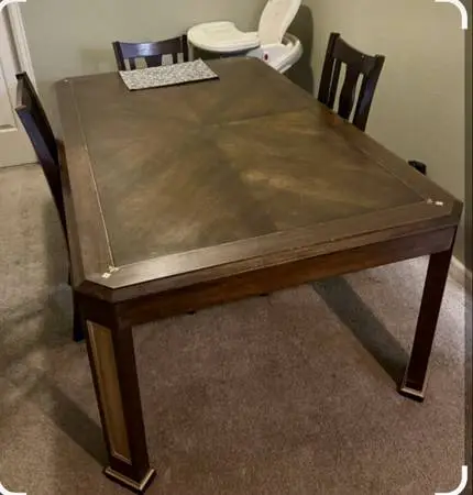 Newly refinished mahogany dining table with two expansion leaves