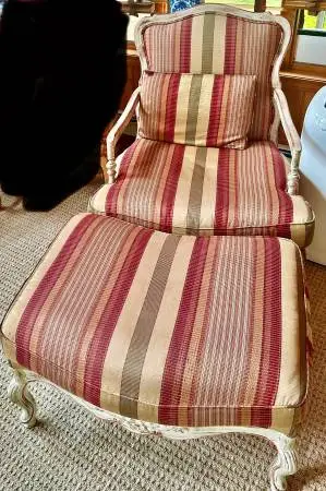 Beautiful Upholstered Chair and Ottoman by Highland House in Mint Cond