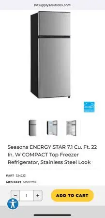 NEW in box 7.1 cu mini fridge refrigerator with freezer
