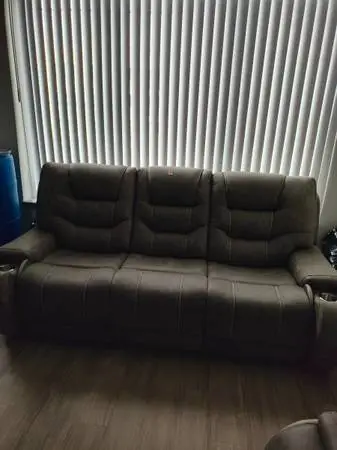 Leather brown/grey new couch