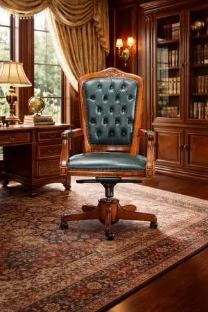 Executive Leather Office Chair – Solid Wood