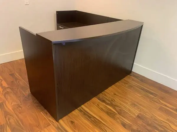 RECEPTION DESK L SHAPE ESPRESSO WITH DRAWERS