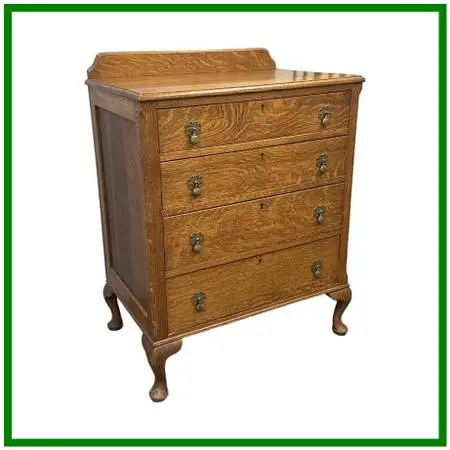 Tiger Oak Wood Victorian Era Chest Of Drawers