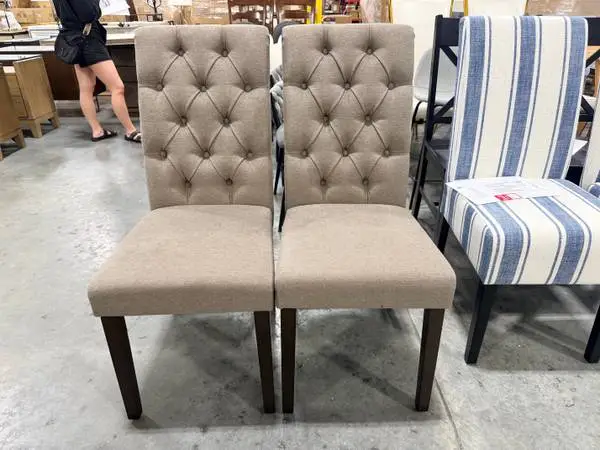 Habit Solid Wood Tufted Parsons Dining Chair Brown (Set Of 2)