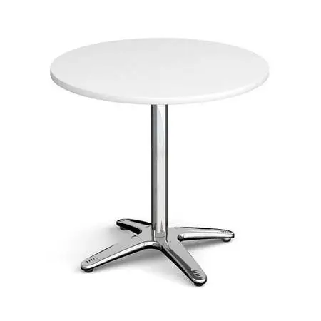 5 New 19.5h Chrome Flip Nesting Table Base w/Like New White Oval Top