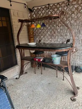 BAR AND 2 chairs , marble  top