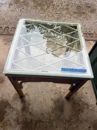 Square Wicker Side Table w/Glass top