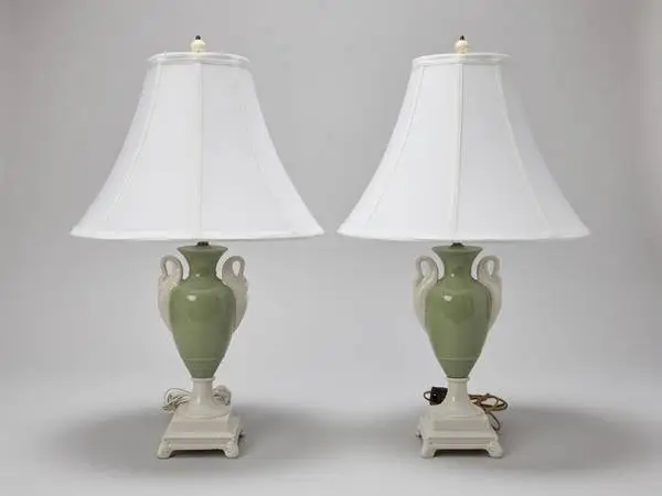 Mid Century Neoclassic Style Porcelain Lamps by Lenox
