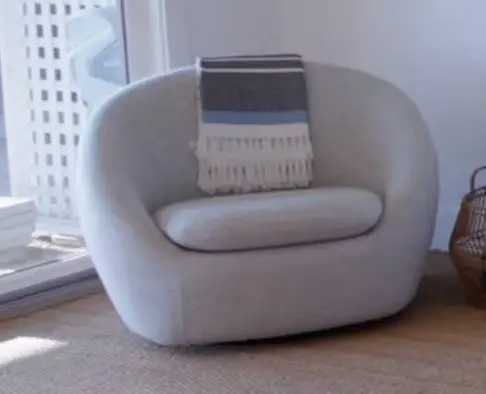 West Elm Light Grey Boucle Swivel Barrel Chair