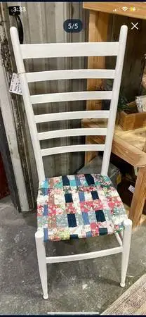 Antique ladder back woven accent chair