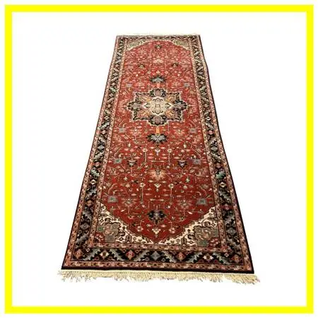 4ft 1in × 12ft 8in Hand Knotted Heriz Style Wool Runner Rug. Estimate