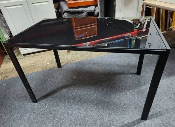 Rectangular Black Glass Top Table/Desk