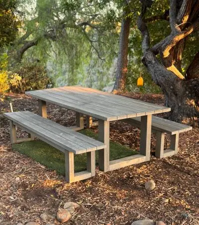 Large Outdoor Patio Dining Set – 90 Solid Wood Table Seats Up to 8