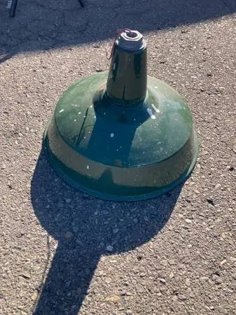 Vintage 16” Porcelain Enamel Green Industrial Lamp