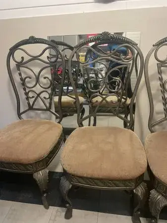 Round Glass top metal dining table