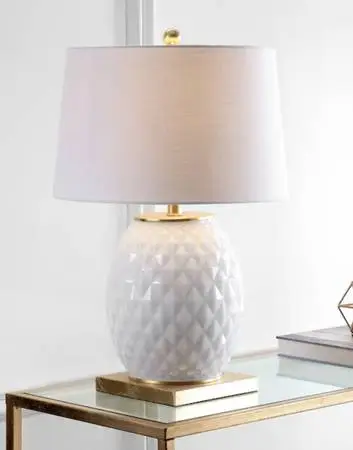 Pair of White Glass Table Lamps with Brass Accents