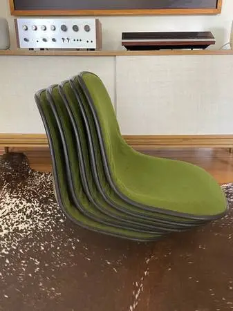 5 Vintage Herman Miller Eames Fiberglass Chair Shells + SKP Mounts