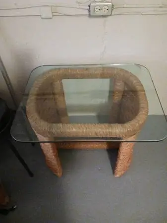 2 glass end tables