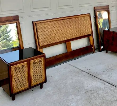 Mid century LANE, FOUNDERS Bedroom set + side+coffee tables + more.