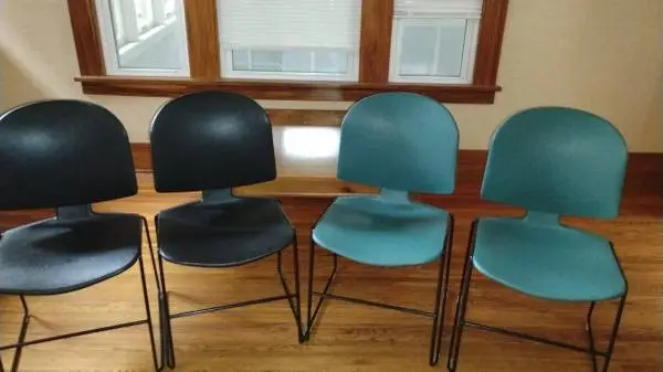 Chairs. Stackable Steel case brand..4 of tem
