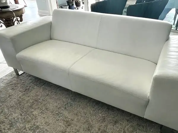 Italian Leather White sofa ArtDeco style