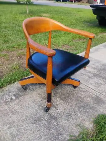 Mid Century Rolling Saber Leg Office chair-solid walnut-Boling Chair