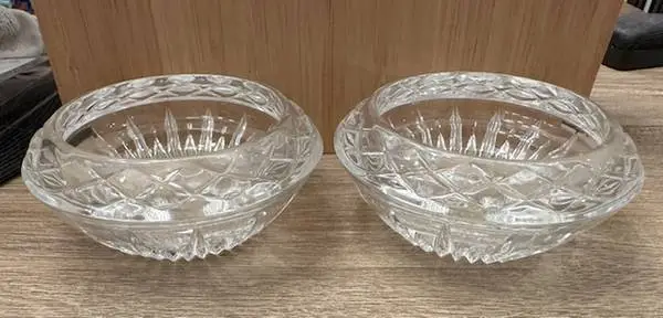 Cut glass candle holders - pair