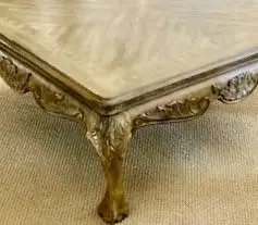 Classic & elegant coffee table. Light distressed finishing solid wood.