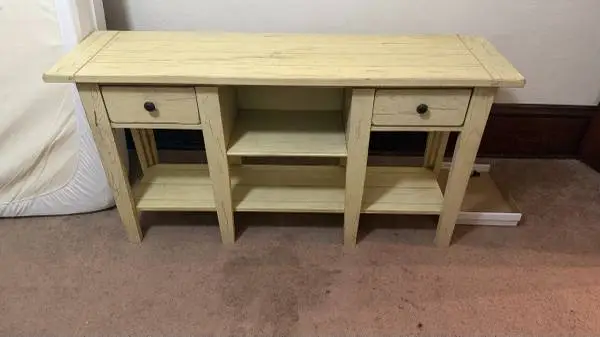 Rustic Cream TV Stand / Farmhouse Console Table - 58
