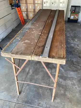 Antique Wooden Farmhouse Console Table / Vintage Paperhanger 6