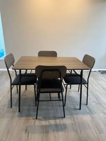 Like-New 5-Piece Dining Table Set with Storage & Upholstered Chairs