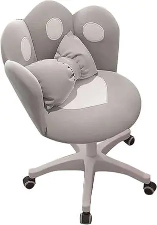 Cat Paw Desk Gaming Chair. Swivel. Wheels. Adjustable. Grey/White. NIB