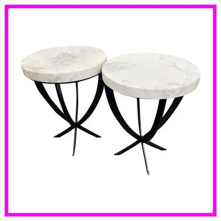Revelation By Uttermost Coronation Marble Accent Tables, Pair