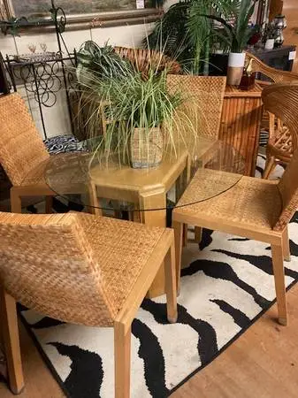 Wonderful Set of 4 Mid Century Bamboo Chairs at $25.00 each