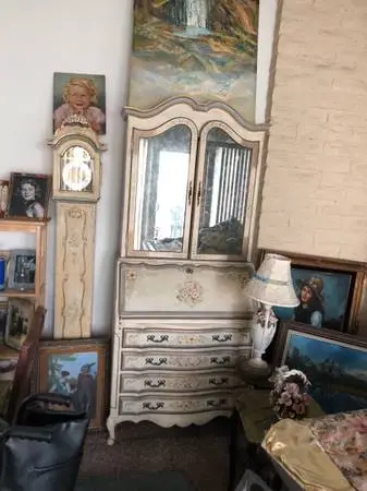 For Sale Italian China Cabinet with a Clock.