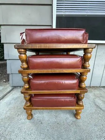 Vintage MCM Ethan Allen brick red STACKING STOOLS (set of 4)