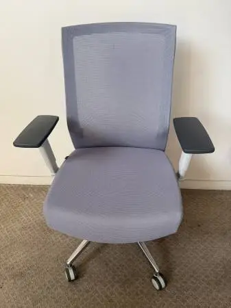 (4) AMQ Grey Mesh Back Chairs With Arms In Grey Fabric Seat