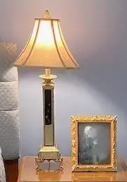 Set of Neoclassical Mirror Column Lamps with Pedestal Base-NOW
