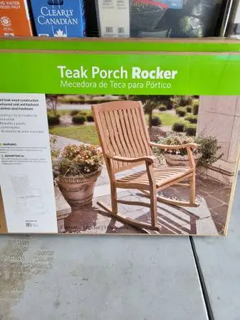 TEAK PORCH ROCKERS - NEW IN BOX