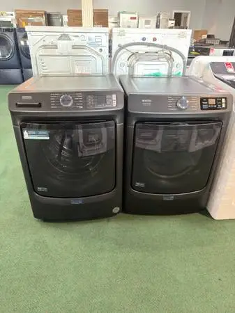 Maytag* Side-by-Side Front Load Washer and Electric Dryer Set in Black