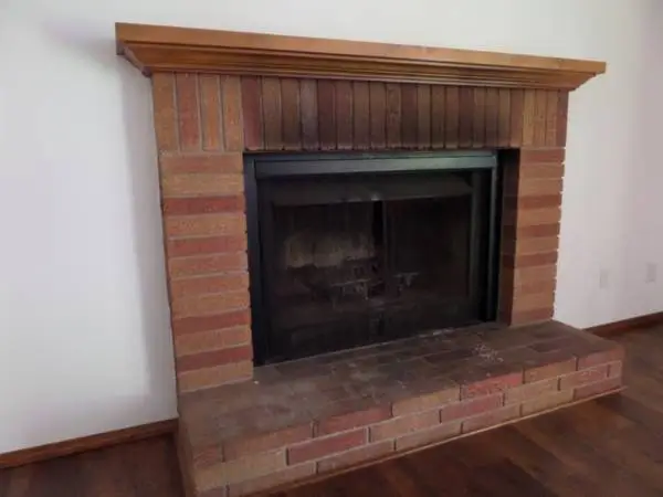 Full Inset Wood Fireplace with Double Pipe Chimney