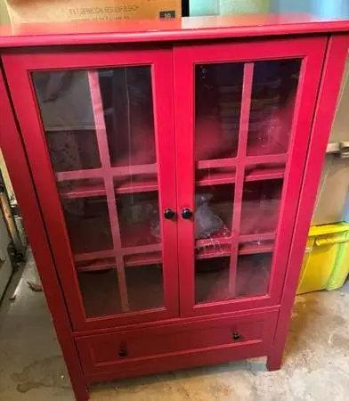 Red Cabinet Glass Doors