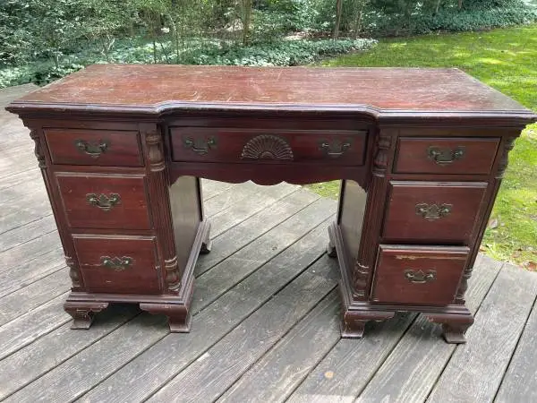 Vintage Mahogany-Style Chippendale Desk - as-is