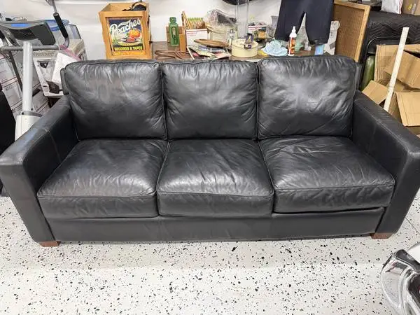 Two Thomasville Black Leather Couches