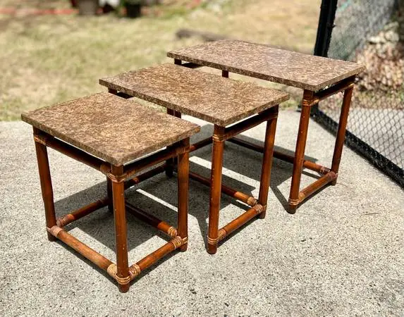 Vintage McGuire of California style bamboo nesting tables
